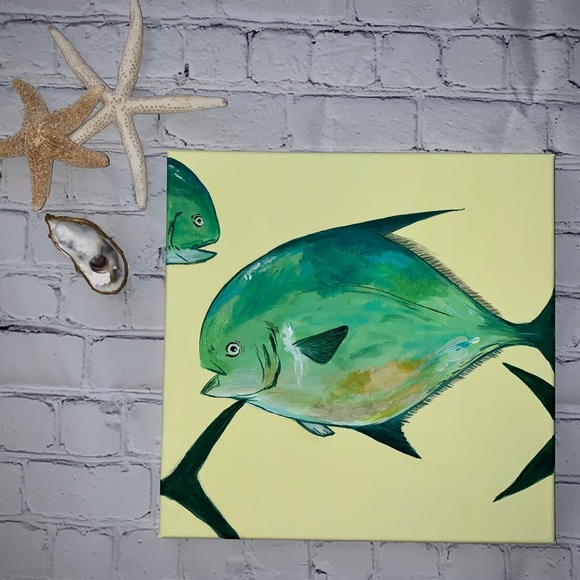 Other - Butterfish Acrylic Painting on 12 x 12 Canvas